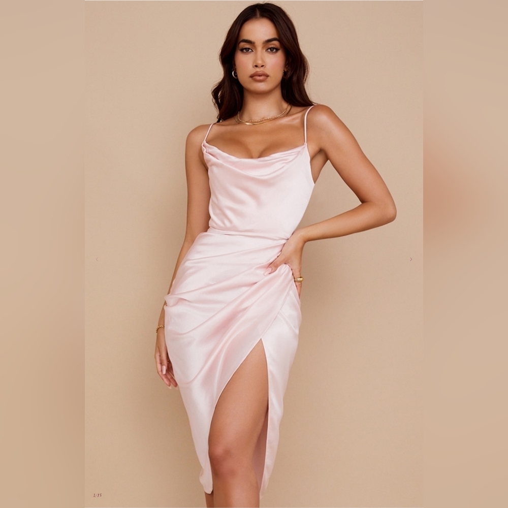 House of CB Reva Blush Satin Balcony Corset Dress